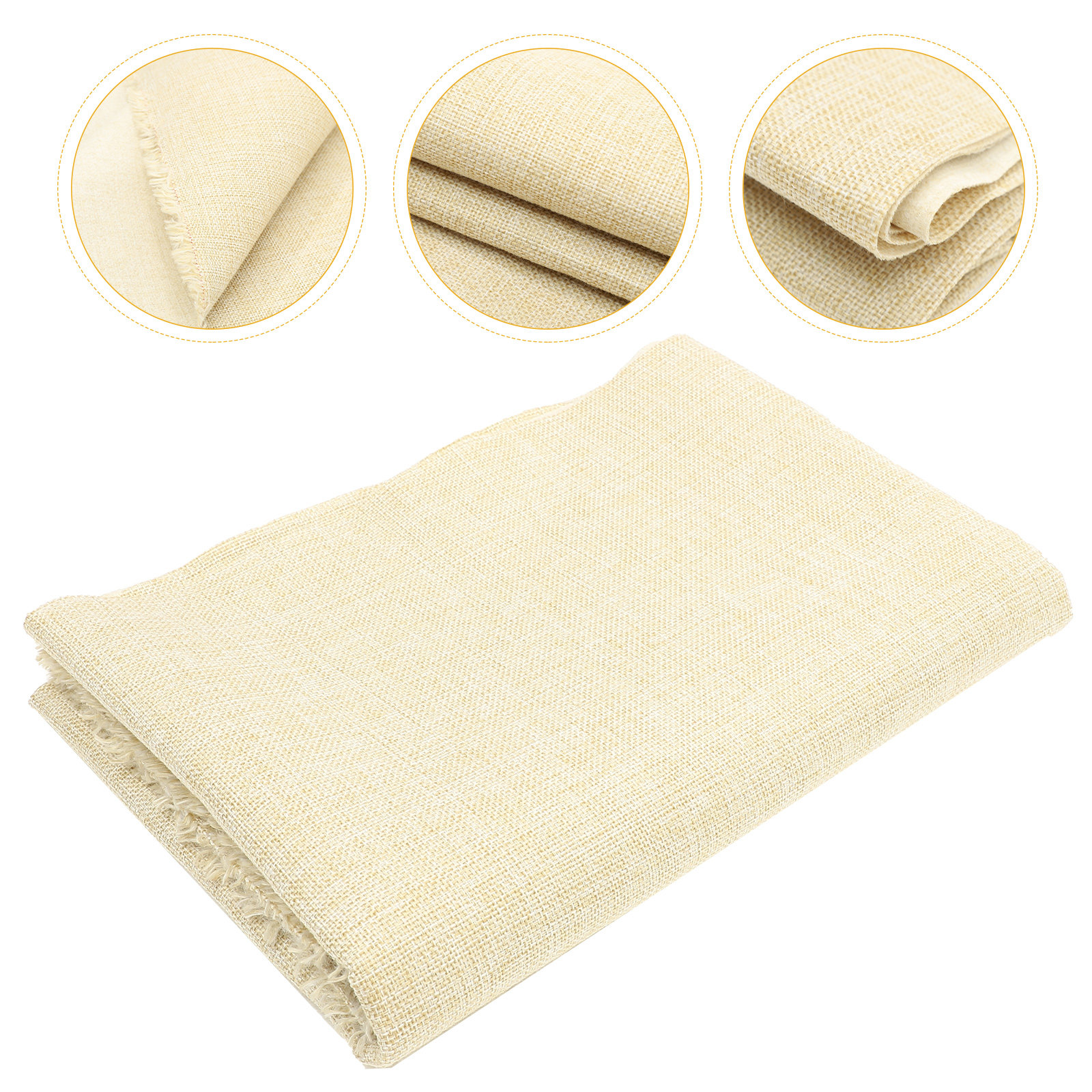 Sewing Machine For Textile - Beige Dense Linen Fabric for DIY