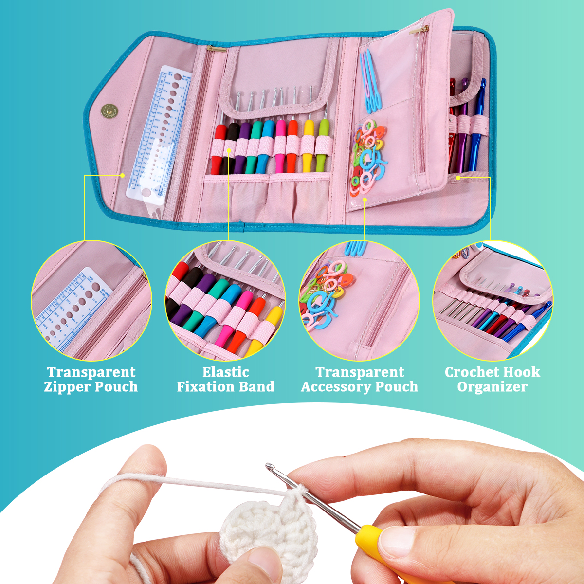 Portable Crochet Hooks Organiz - Sewing Tas ulasan dan harga