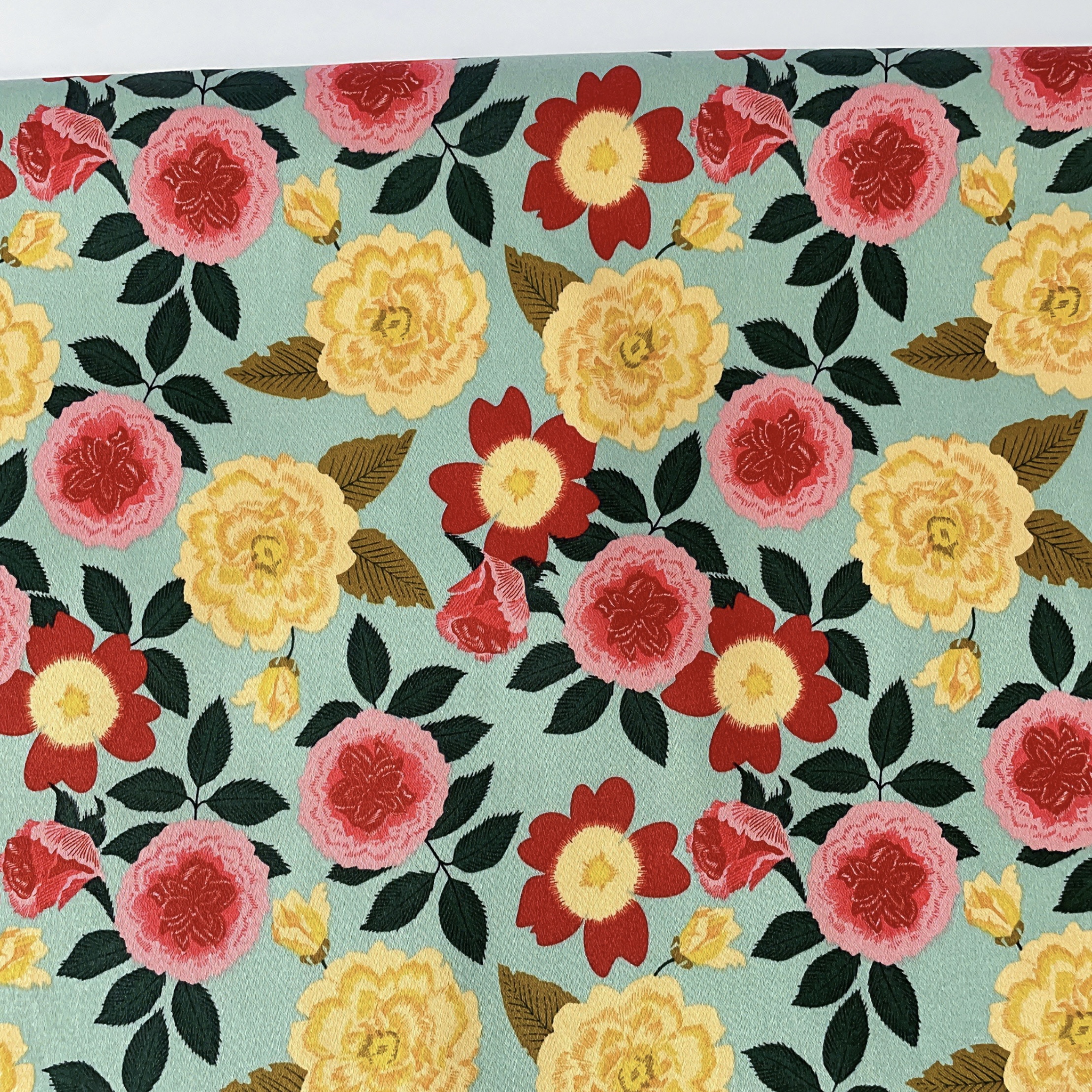 Vintage Floral Printed Satin 1 - Vintage Sewing Textile ulasan dan harga