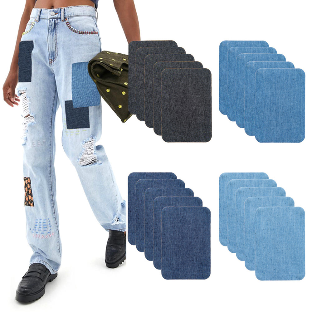 20PCS Cotton Denim Patches Rep - Sewing Repair ulasan dan harga